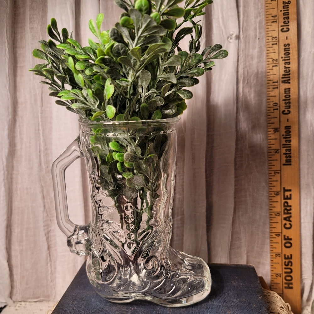 Elegant Clear Glass Boot Vase